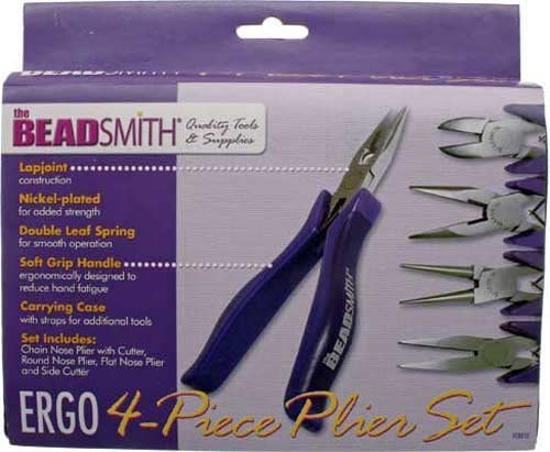 Beadsmith Ergonomic Pliers Set Purple Kit, 4 Pliers and Storage Case