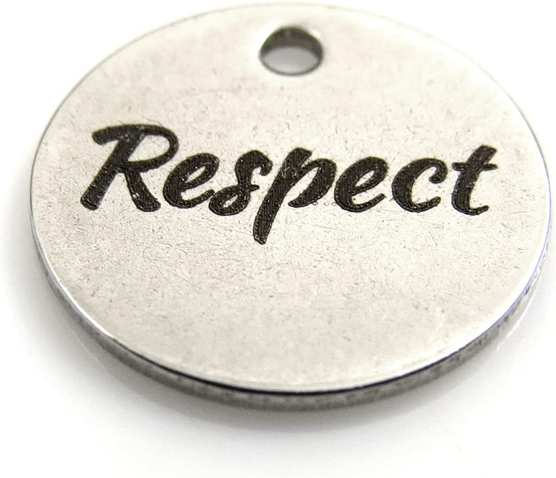 12 pcs Stainless Steel "Respect" Round Charm 12mm