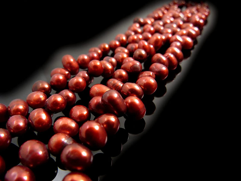 170pcs Natural Freshwater Pearls 4-7mm, Red Copper Color