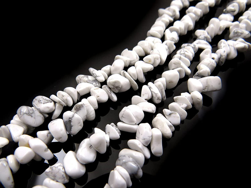 Howlite Chips semi-precious stone, 2 strings 32" each, beads irregular size 4 to 7mm