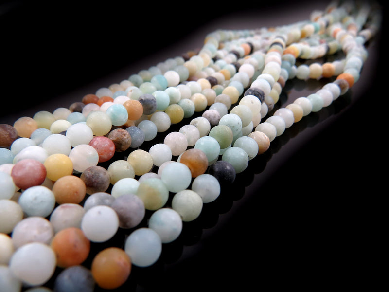 170 beads Amazonite Natural Brown Matte Semi-precious 4mm round (Amazonite Natural Brown Matte 4mm 2 strings-170 beads)