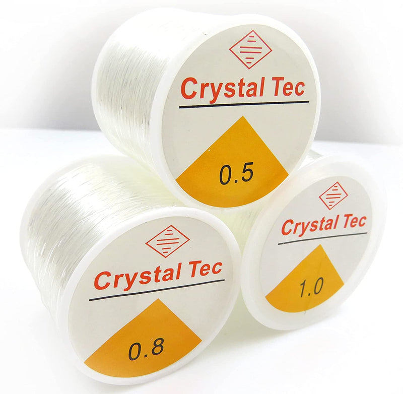 280m Transparent elastic thread, assorted sizes 0.5, 0.8, and 1mm, monofilament, Transparent