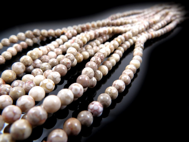 170 beads Fossil Agate Semi-precious 4mm round (Fossil Agate 4mm 2 strings-170 beads)