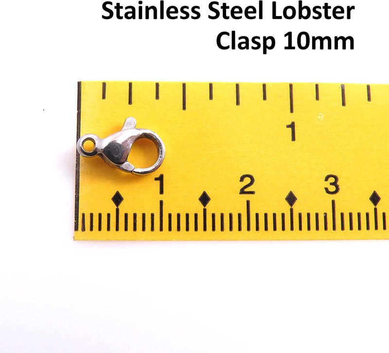 100pcs Stainless Steel Lobster Clasps 10mm, 100 pieces per bag