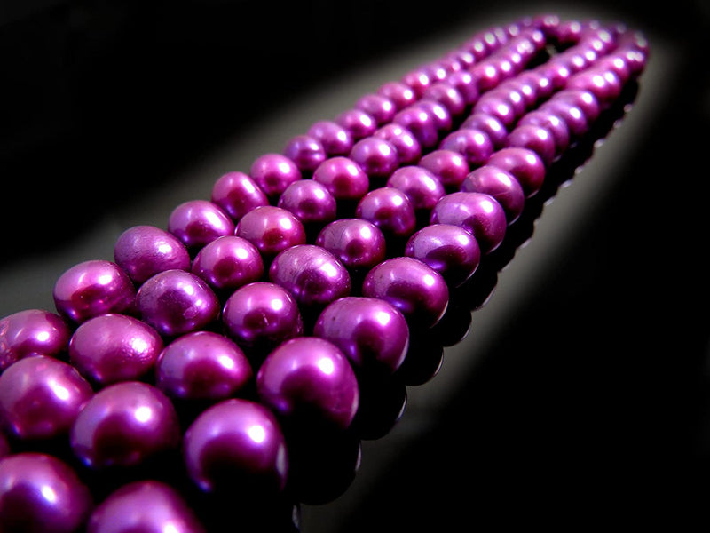 104pcs Natural Freshwater Pearls 7-8mm, Color Purple Hue