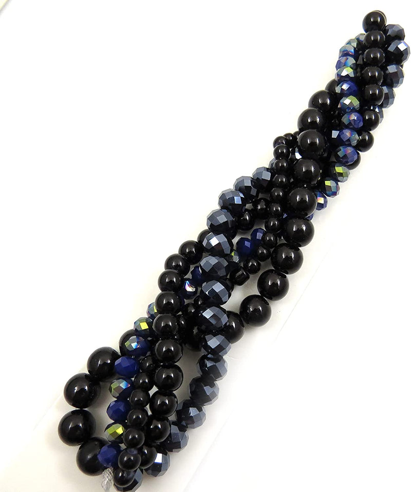 John Bead Crystal Lane Set of 5 Twist Strings from beads 6" each, Beads, beads Glass and Crystal, Size 4 to 8mm, Black Tulip Collection