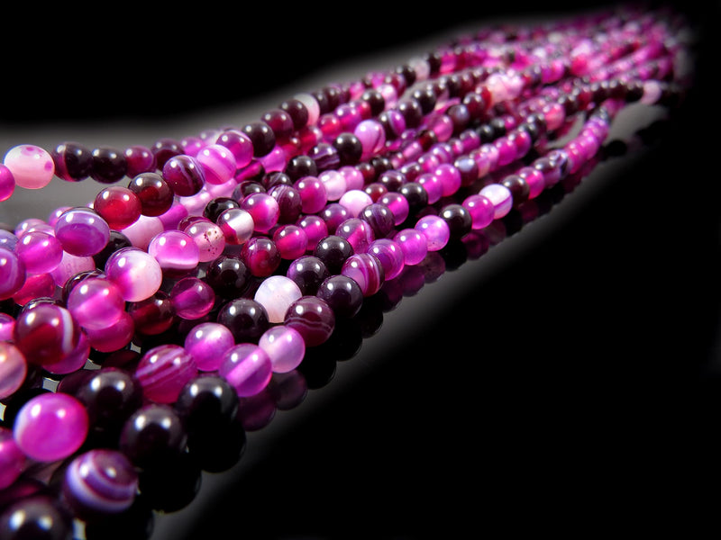 85 beads Semi-precious Fuschia Lace Agate 4mm round (Fuschia Lace Agate 4mm 1 string-85 beads)
