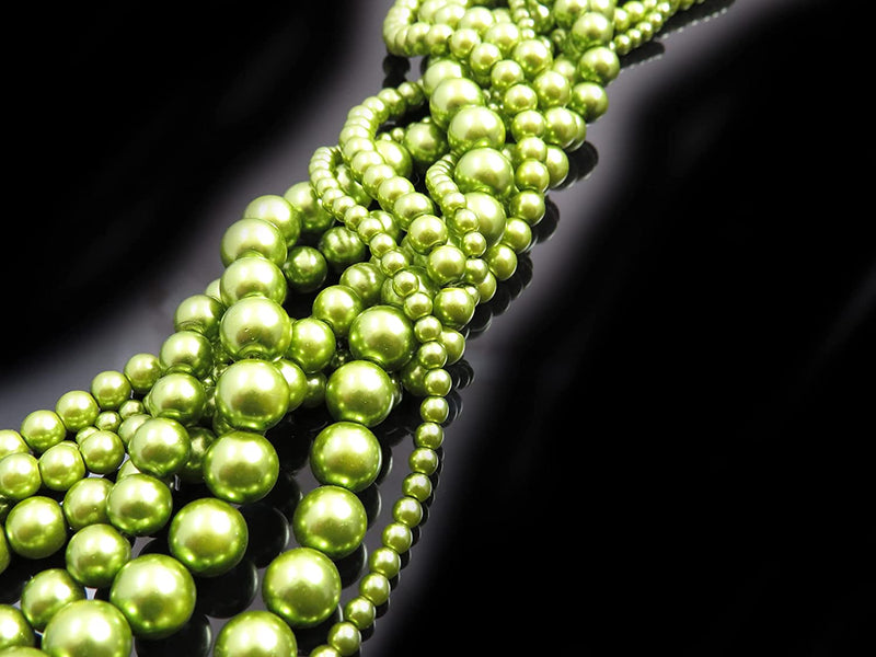 556pcs Glass Beads Collection, 4 sizes 4-6-8-10mm color Lime Green