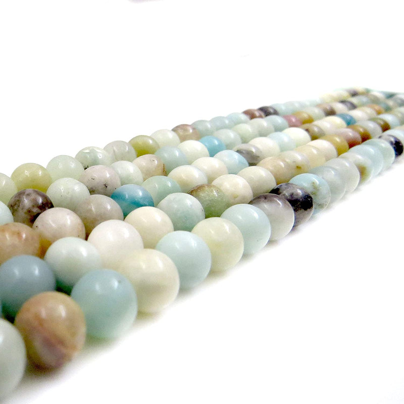 Natural Brown Amazonite Semi-precious Stones 8mm round, 45 beads/15" cord (Brown Amazonite 1 cord-45 beads)