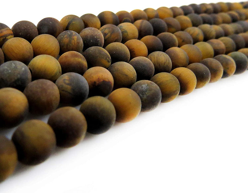 Tiger Eye Semi-precious Stone Matte beads 6mm round, 60 beads/15" rope (Natural Tiger Eye 6mm 1 rope of 60 beads)