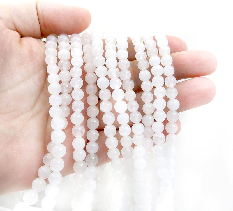 Snow Quartz Semi-precious stones 6mm round, 60 beads/15" rope (Snow Quartz 6mm 1 rope of 60 beads)
