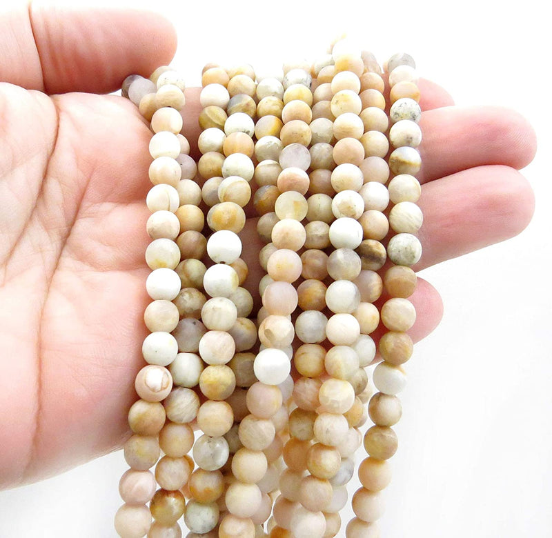 Natural Moonstone Semi-precious Stone Matte beads 6mm round, 60 beads/15" rope (Natural Moonstone 6mm 2 ropes-120 beads)