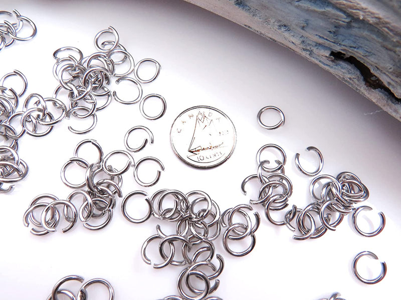 500pcs Stainless Steel Jumpring Single Rings 8mm, 16.5 gauge/1.2mm, 500 pieces per bag