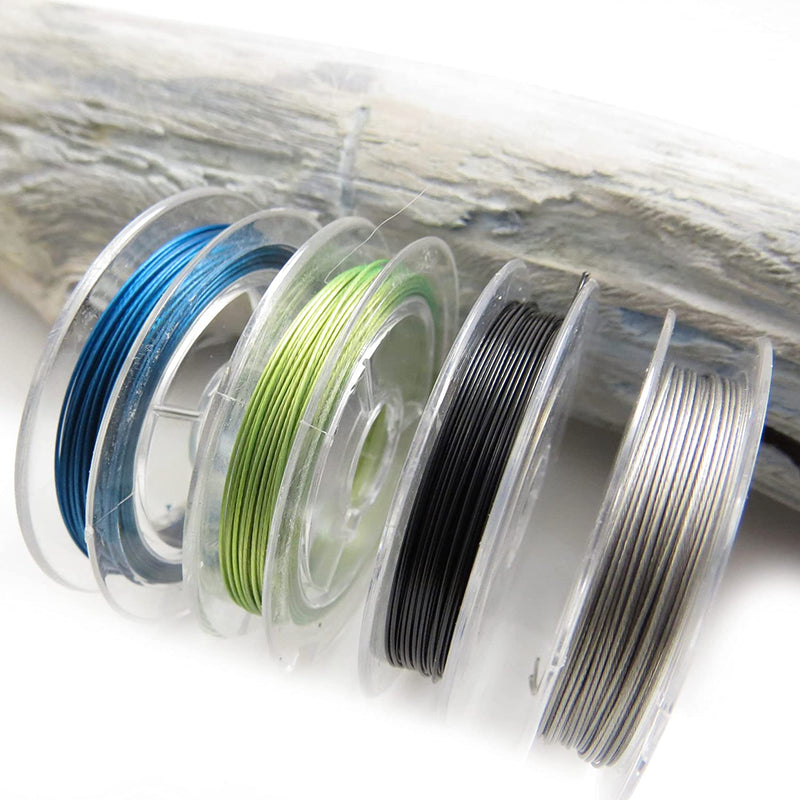 40m Tigertail 7 strands nylon coated 0.018"/0.45mm, 4 colors 10m each Black-Silver-Lime-Turquoise
