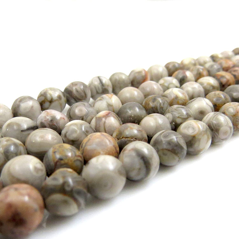 Fossil Agate Semi-precious stones 6mm round, 60 beads/15" rope (Fossil Agate 6mm 1 rope of 60 beads)