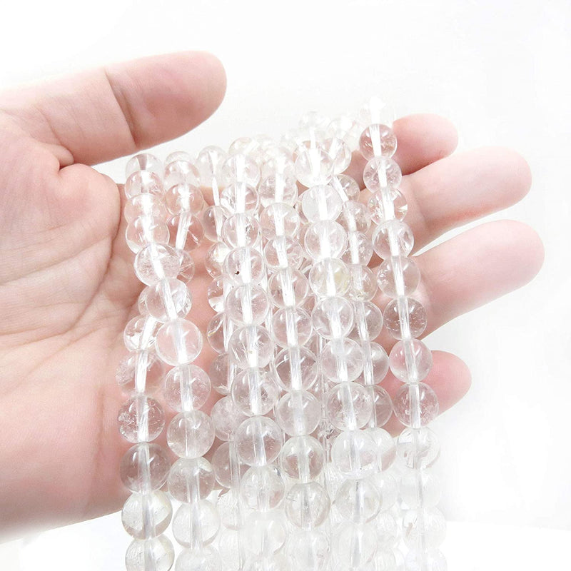 Crystal Quartz Semi-precious stones 8mm round, 45 beads/15" string (Crystal Quartz 2 strings-90 beads)