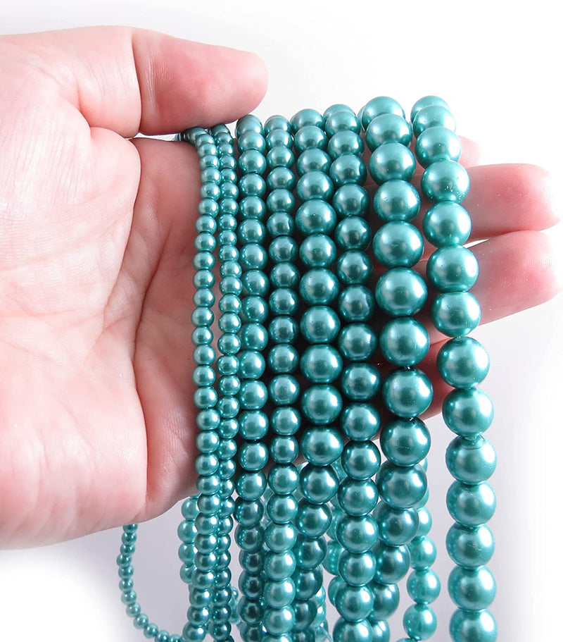 556pcs Glass Beads Collection, 4 sizes 4-6-8-10mm Aqua color