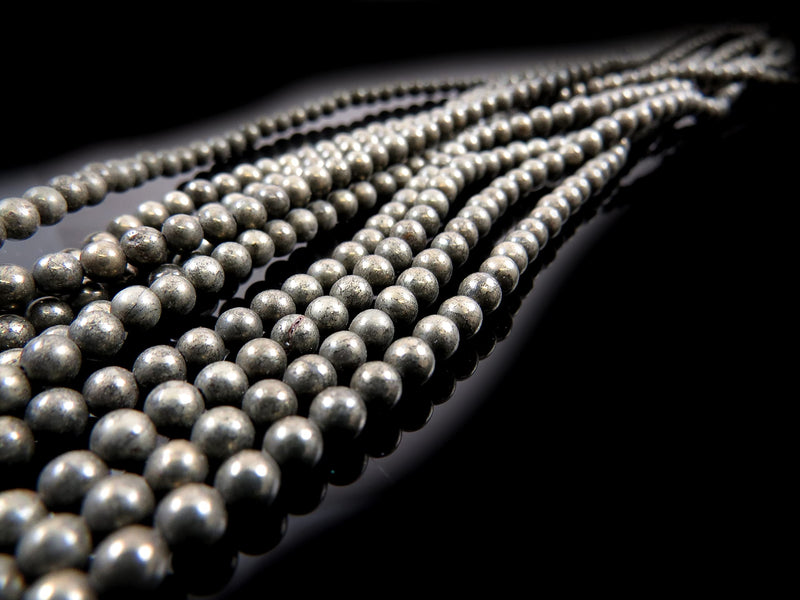 85 beads Natural Semi-precious Pyrite 4mm round (Natural Pyrite 4mm 1 string-85 beads)