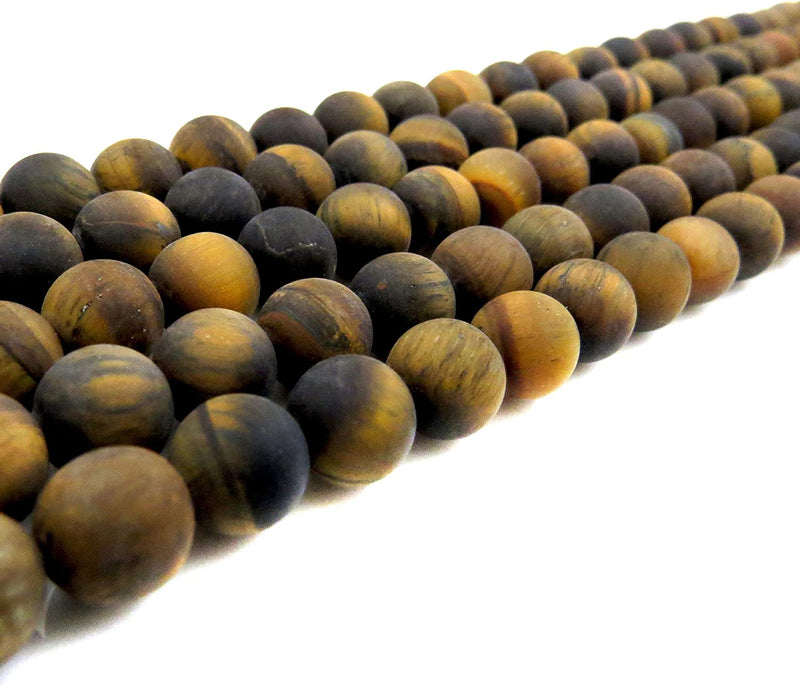 Tiger Eye Semi-precious Stone Matte, beads round 8mm, 45 beads/15" rope (Natural Tiger Eye 2 ropes-90 beads)