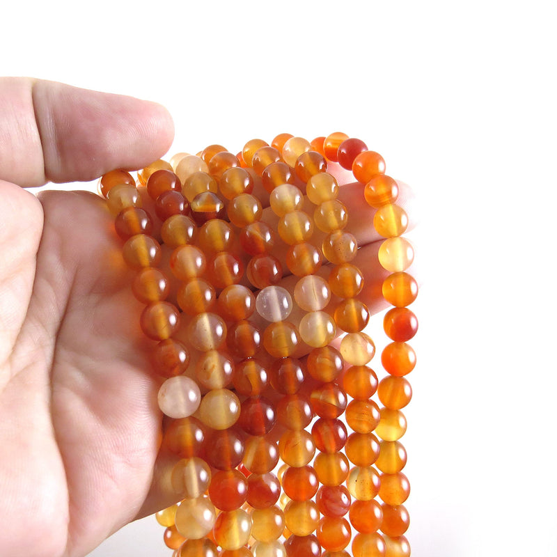 Carnelian Semi-precious stones 8mm round, 45 beads/15" string (Carnelian 1 string-45 beads)