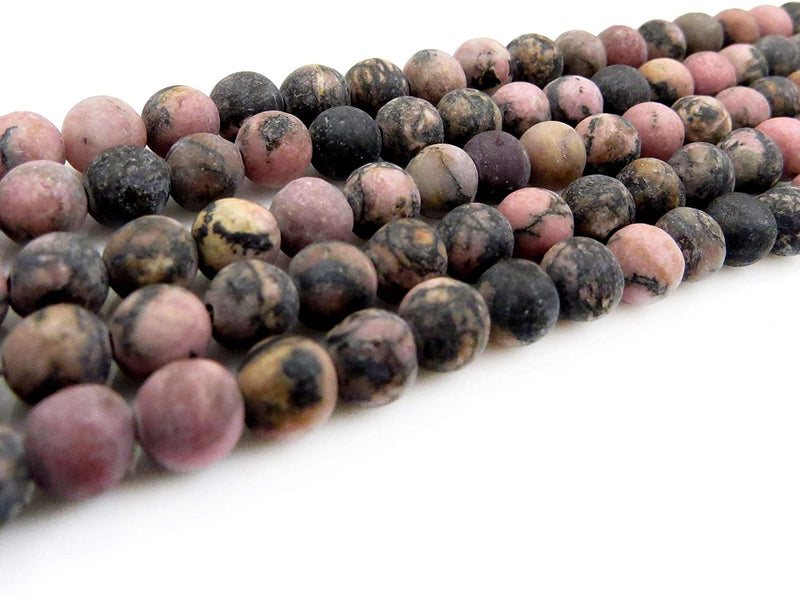 Black Rhodonite Semi-precious Stone Matte beads 6mm round, 60 beads/15" string (Black Rhodonite 6mm 2 strings-120 beads)