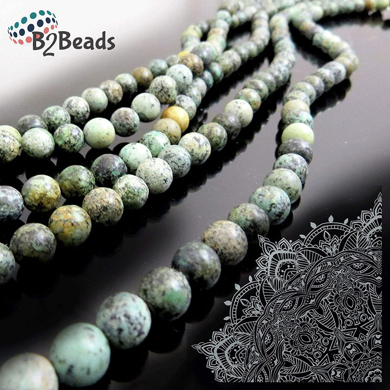 African Turquoise Semi-precious stones 6mm round, 60 beads/15" rope (African Turquoise 6mm 1 rope of 60 beads)