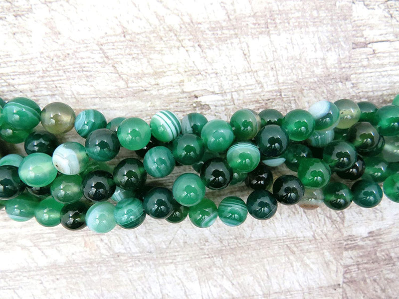 Green Lace Agate Semi-precious stones 8mm round, 45 beads/15" rope (Green Lace Agate 1 rope-45 beads)