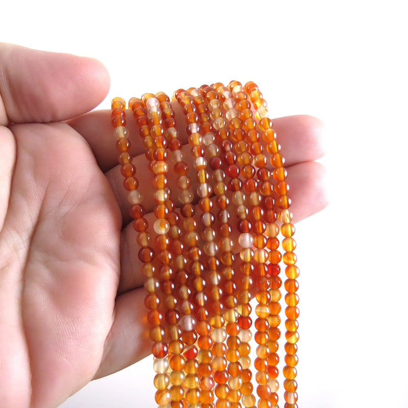 85 beads Semi-precious Carnelian 4mm round (Carnelian 4mm 1 string-85 beads)