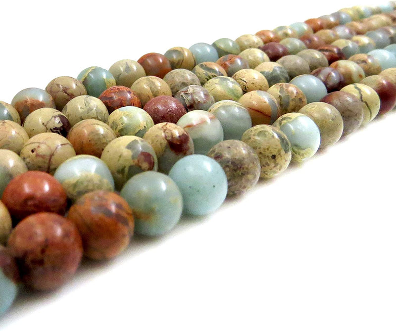 Aqua Terra Jasper 8mm round semi-precious stones, 45 beads/15" rope (Aqua Terra Jasper 2 ropes-90 beads)