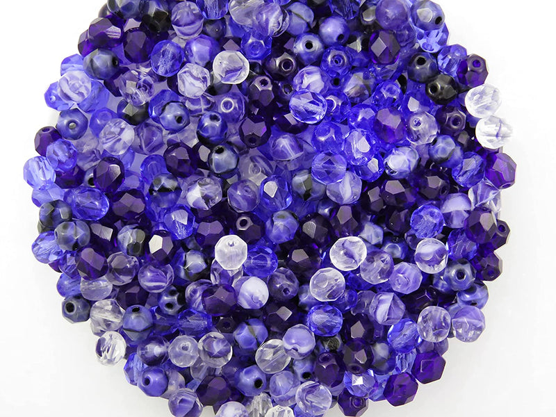 400pcs Czech Fire Polish 6mm beads faceted Crystal, Mix of 4 colors Sapphire hues
