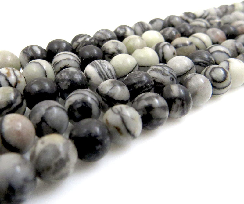 Blacksilk Stone Semi-precious stones 6mm round, 60 beads/15" string (Blacksilk Stone 6mm 2 strings-120 beads)