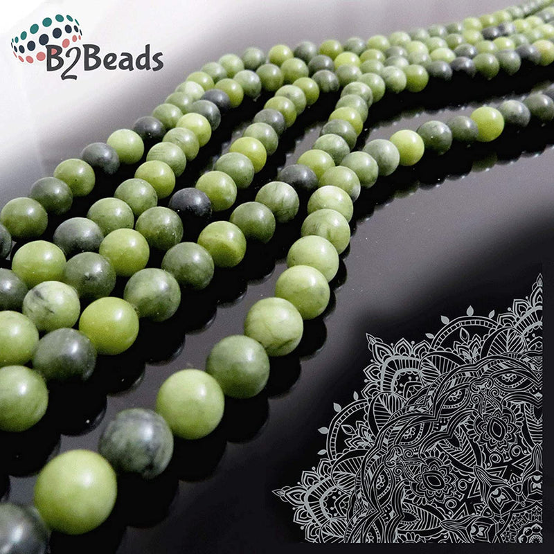 Canadian Jade Semi-precious stones 6mm round, 60 beads/15" rope (Canadian Jade 6mm 1 rope of 60 beads)