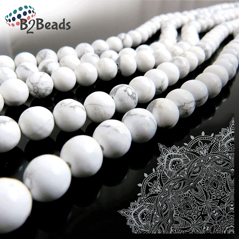 Semi-precious stones 8mm round, 45 beads/15" string (Howlite 1 string-45 beads)