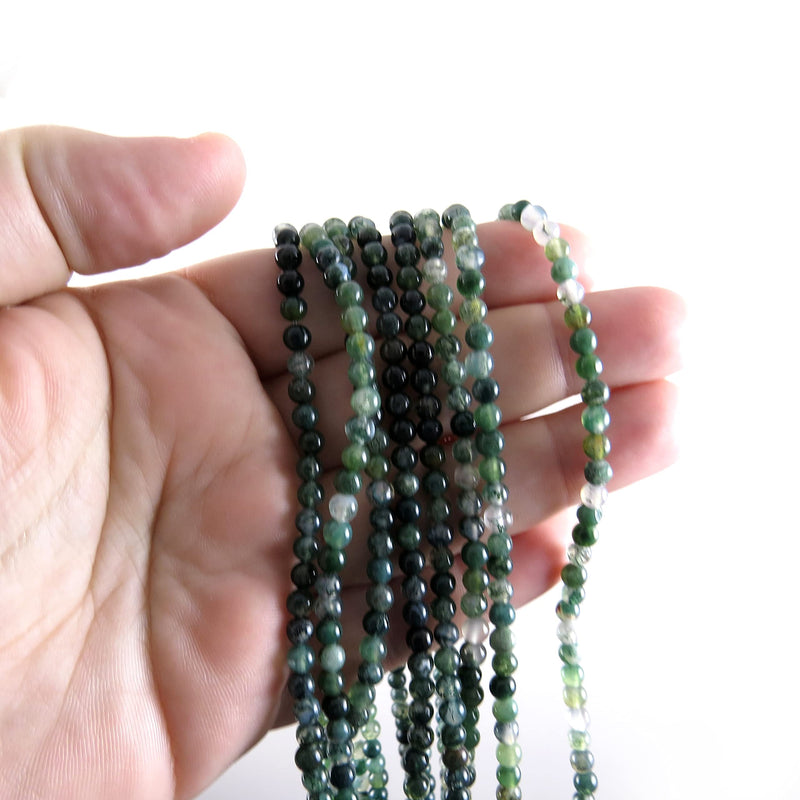 85 beads Semi-precious Agate Moss 4mm round (Agate Moss 4mm 1 string-85 beads)