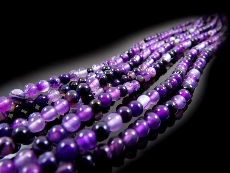 170 beads Semi-precious Purple Lace Agate 4mm round (Purple Lace Agate 4mm 2 strings-170 beads)