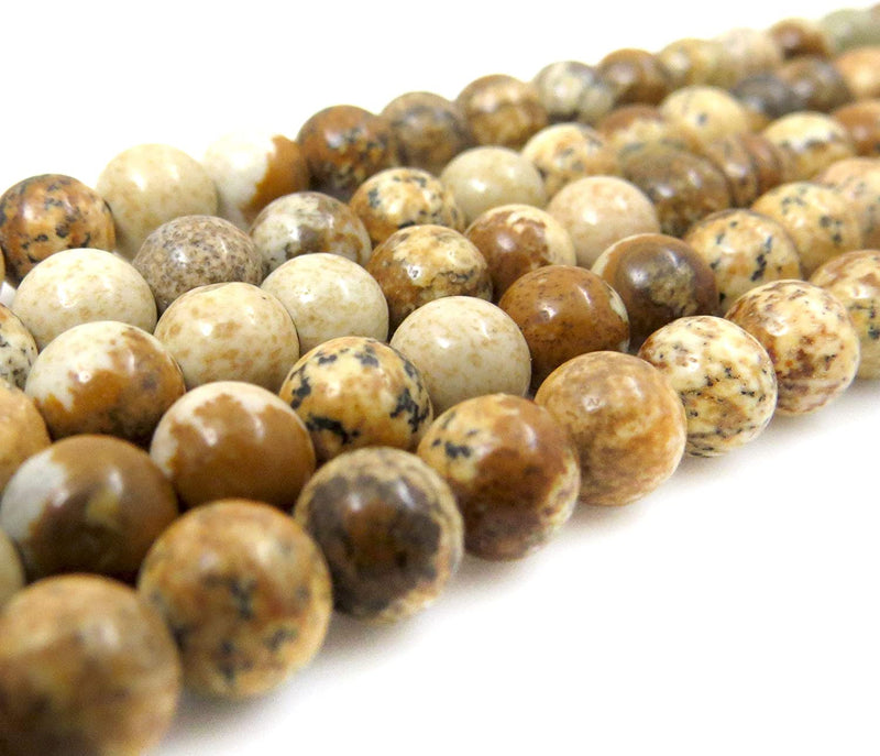 Picture Jasper Semi-precious stones 6mm round, 60 beads/15" rope (Picture Jasper 6mm 1 rope of 60 beads)