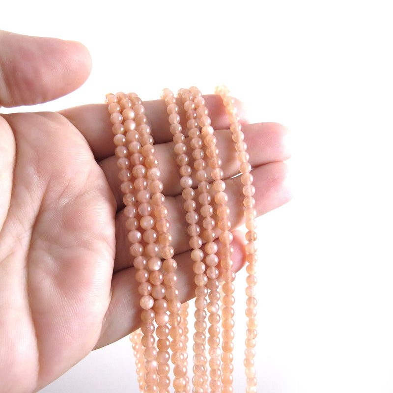 85 beads Semi-precious Sunstone 4mm round (Sunstone 4mm 1 string-85 beads)