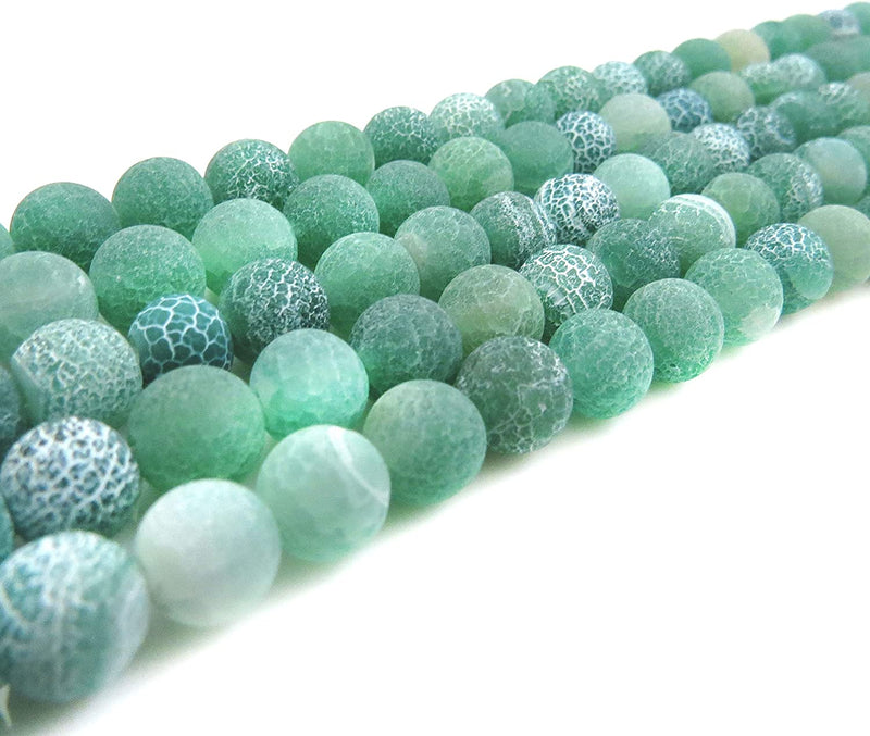Green Fire Crackle Agate Semi-precious Stone Matte, beads round 8mm, 45 beads/15" string (Green Fire Crackle Agate 2 strings-90 beads)