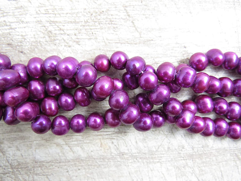 104pcs Natural Freshwater Pearls 7-8mm, Color Purple Hue