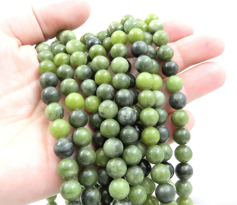 Canadian Jade Semi-precious stones 8mm round, 45 beads/15" rope (Canadian Jade 1 rope-45 beads)
