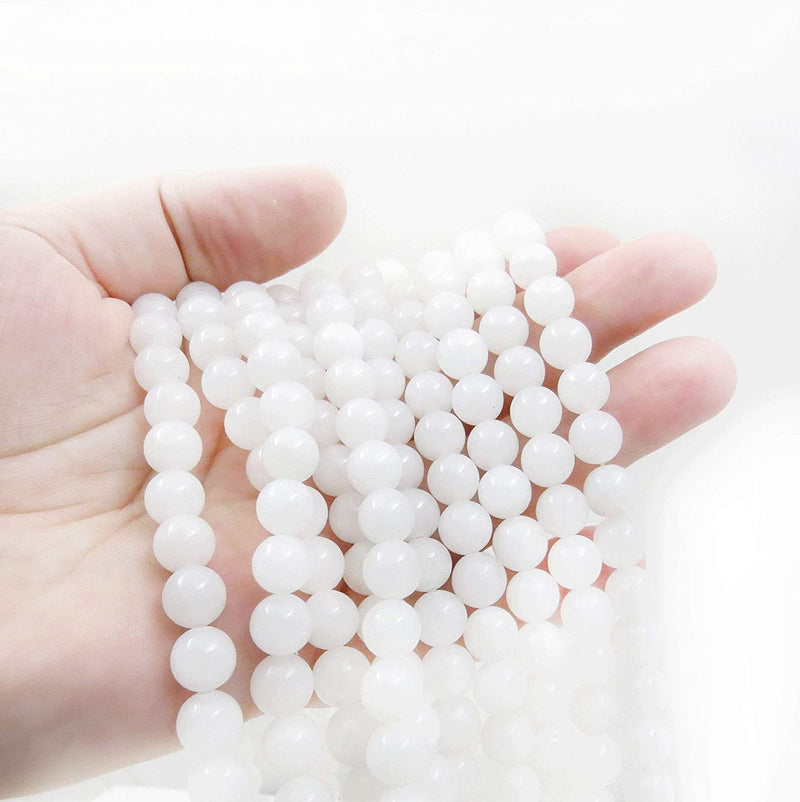 Snow Quartz Semi-precious stones 8mm round, 45 beads/15" rope (Snow Quartz 2 ropes-90 beads)