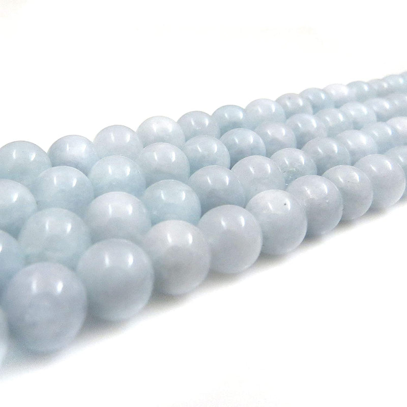 Aquamarine Semi-precious stones 8mm round, 45 beads/15" rope (Aquamarine 1 rope-45 beads)