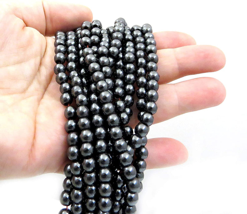 Magnetic Hematite Semi-precious stones 6mm round, 60 beads/15" rope (Magnetic Hematite 6mm 1 rope of 60 beads)