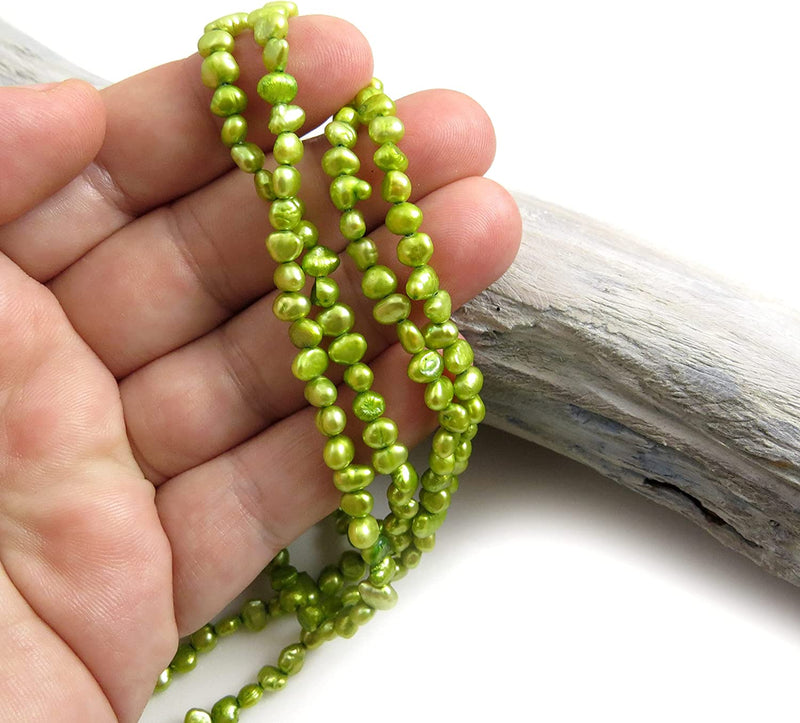 190pcs Natural Freshwater Beads 3-5mm, Lime Green Color