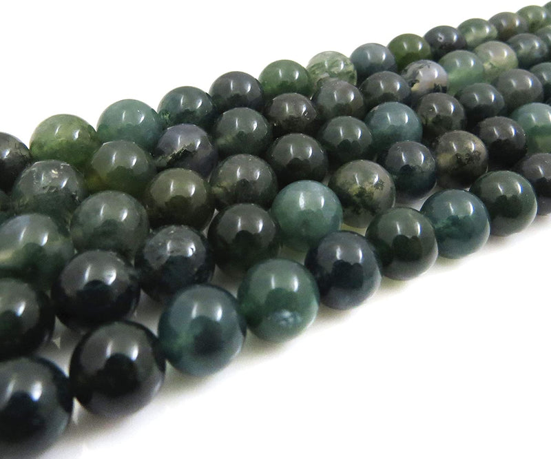 Moss Agate Semi-precious stones 8mm round, 45 beads/15" rope (Moss Agate 1 rope-45 beads)