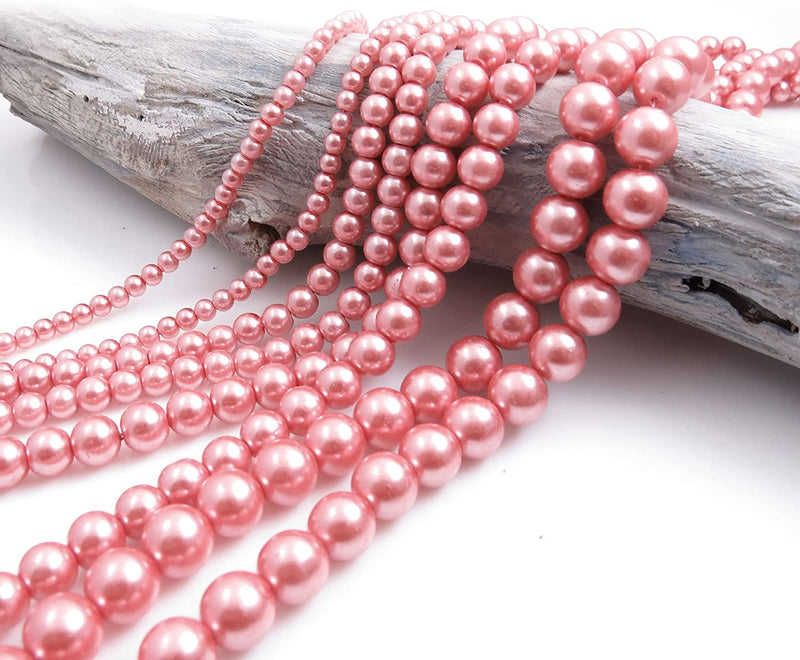 556pcs Glass Beads Collection, 4 sizes 4-6-8-10mm color Pink
