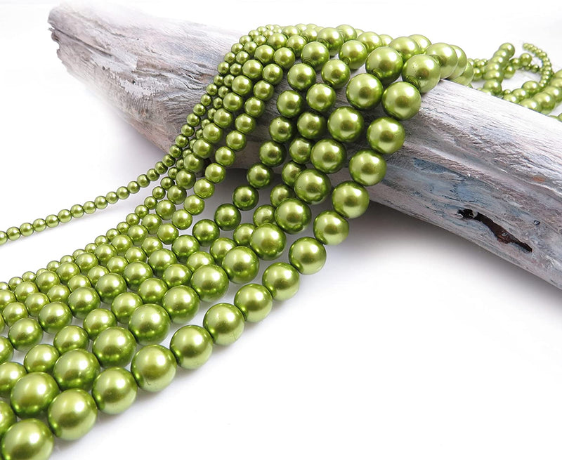 556pcs Glass Beads Collection, 4 sizes 4-6-8-10mm color Lime Green