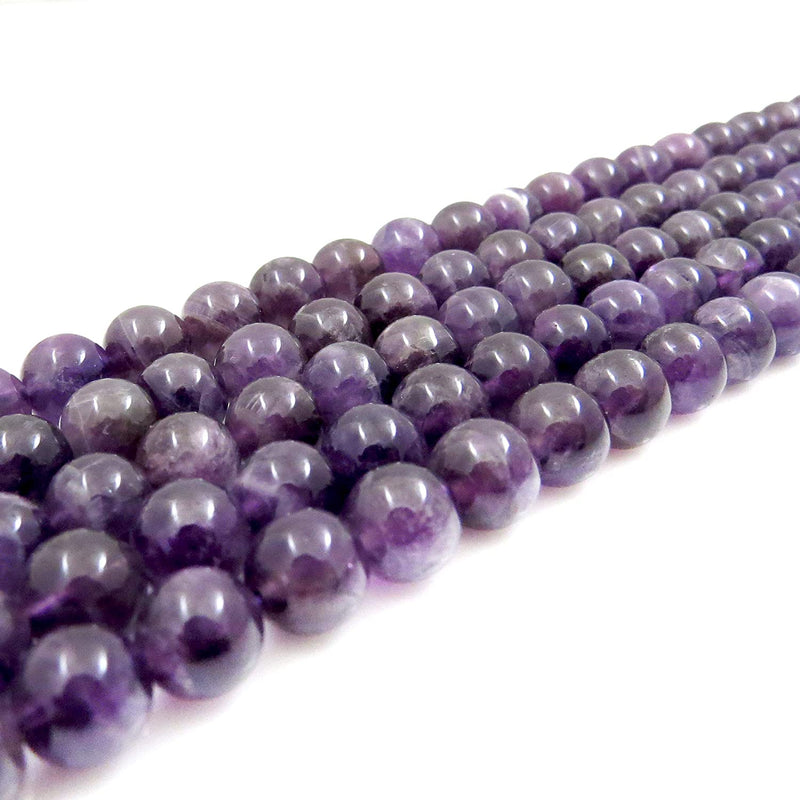 Amethyst Semi-precious stones 8mm round, 45 beads/15" rope (Amethyst 1 rope-45 beads)