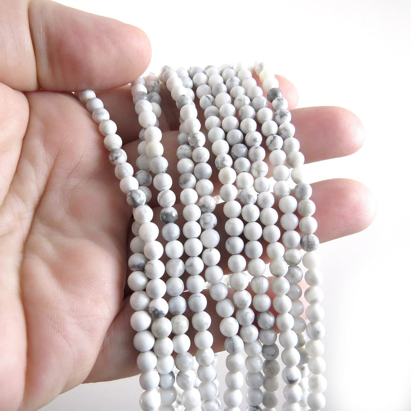 170 beads Howlite Semi-precious 4mm round (Howlite 4mm 2 strings-170 beads)