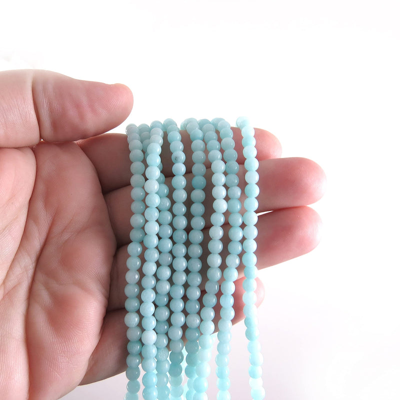 85 beads Semi-precious Amazon Jade 4mm round (Amazon Jade 4mm 1 string-85 beads)